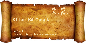 Klier Róbert névjegykártya